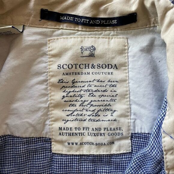 SCOTCH & SODA Men’s Plaid Flannel Button Front Shirt Blue White XL - Picture 10 of 10